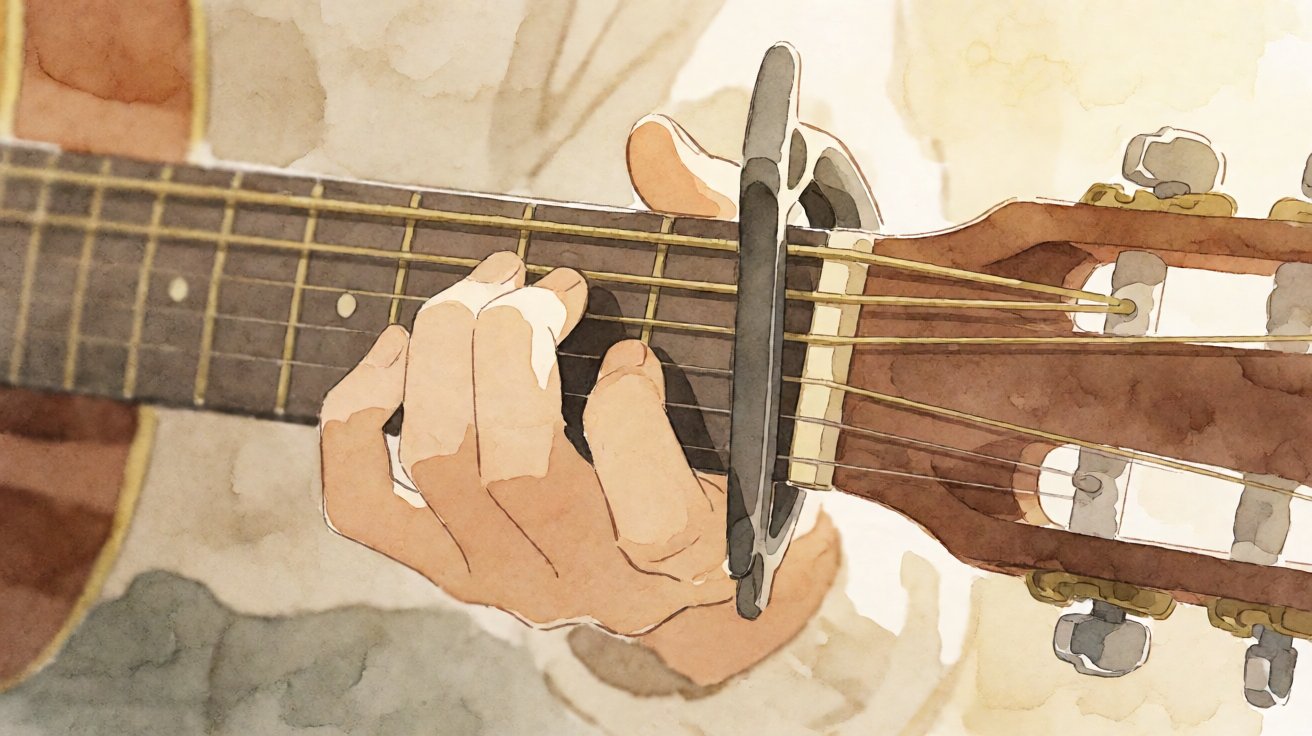 Capo dijepit di neck gitar